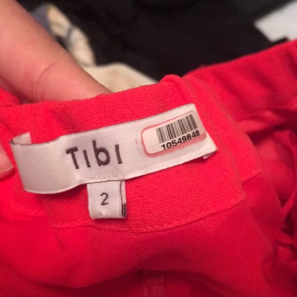 Red tibi off shoulder cady midi dress - Picture 3 of 4